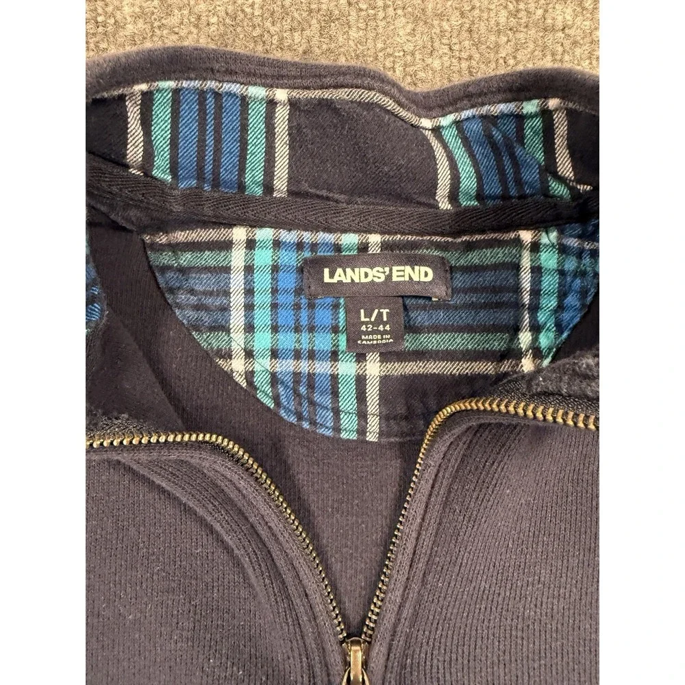 Navy Quarter Zip Sweatshirt Preppy Dad America Coastal Grandpa Golfcore Yacht LT